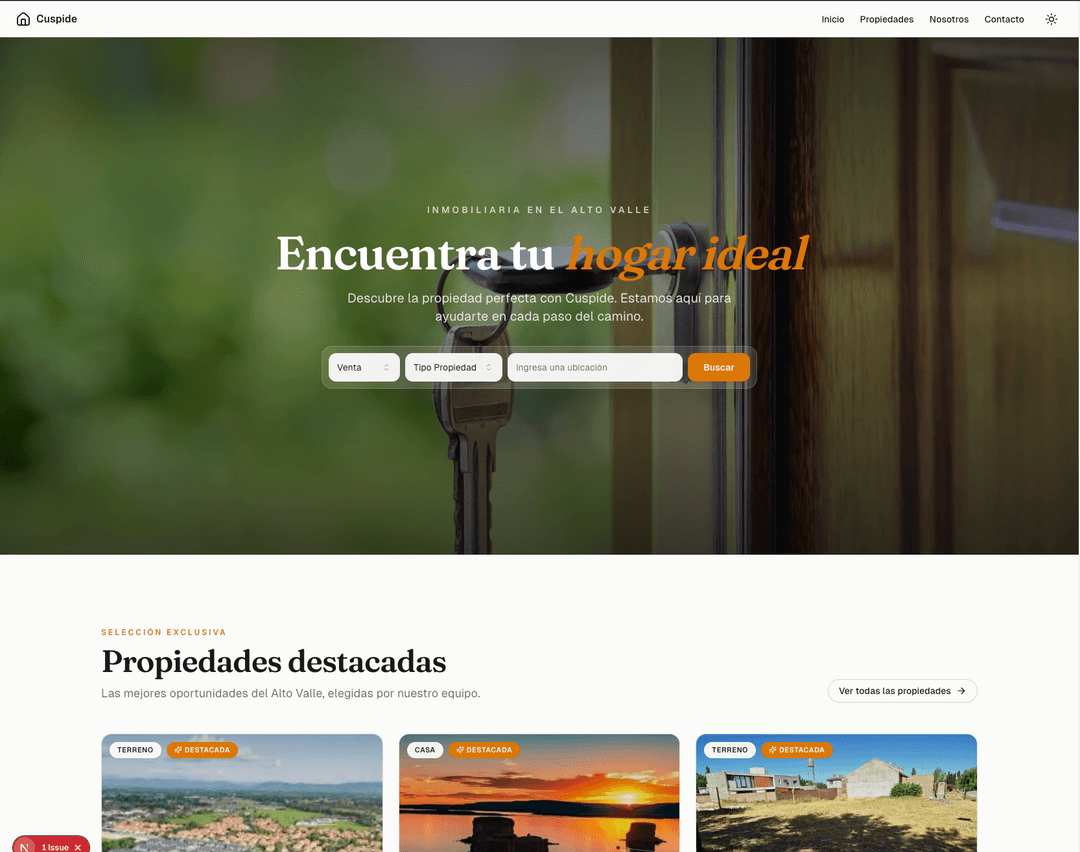 Screenshot of Cuspide Bienes Raices project